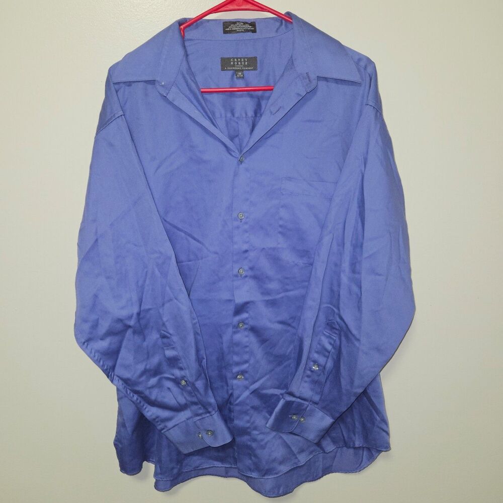 Crazy Horse Claiborne Company Button Up Dress Shirt Formal Purple Men 16 32-33